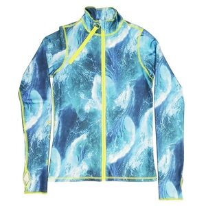 Tutu Blue Women’s Zip Rash Guard Size S Blue Ocean Beach Surf Swim Vacation